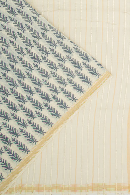 Mul Cotton Floral Printed Cream Saree