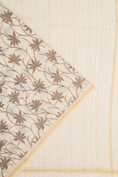 Mul Cotton Floral Printed Cream Saree