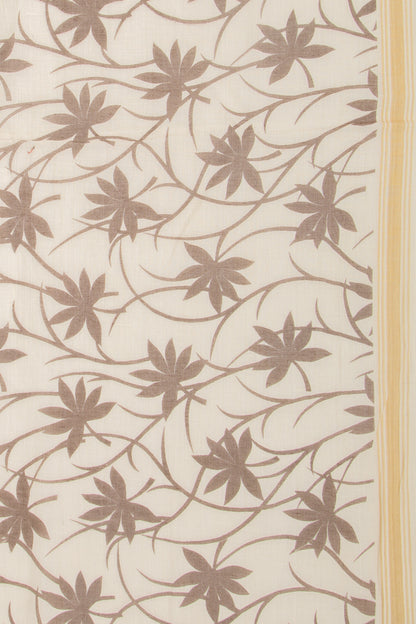 Mul Cotton Floral Printed Cream Saree