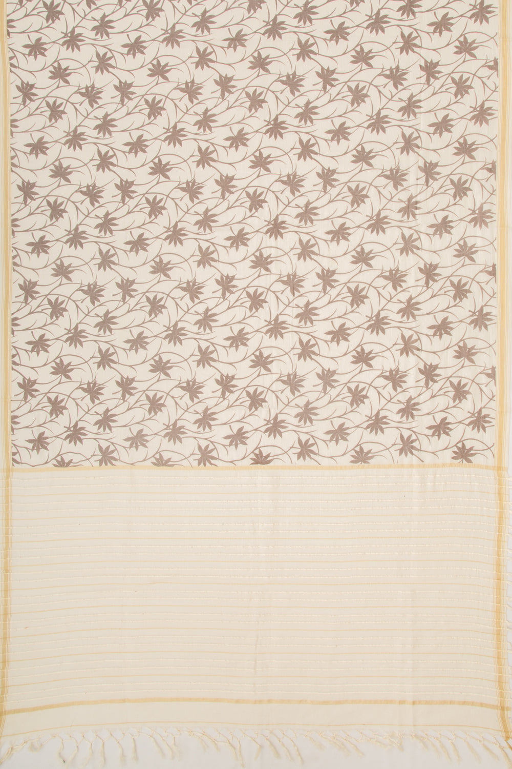 Mul Cotton Floral Printed Cream Saree