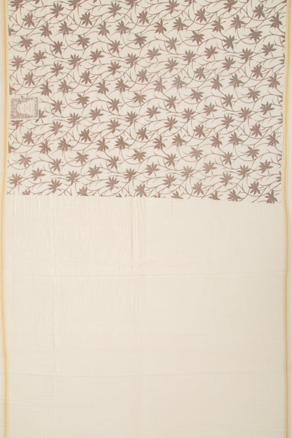 Mul Cotton Floral Printed Cream Saree