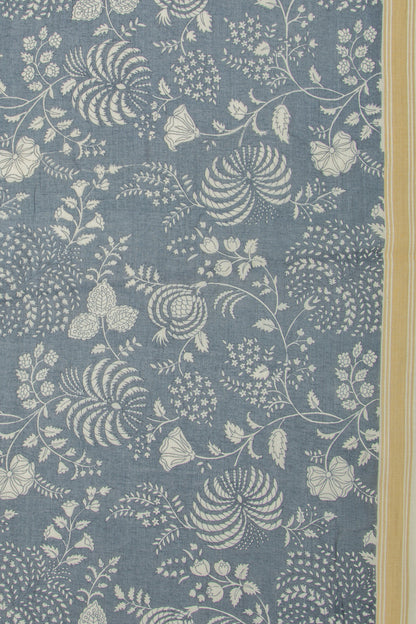 Mul Cotton Floral Printed Grey Saree