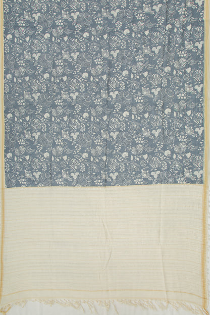 Mul Cotton Floral Printed Grey Saree