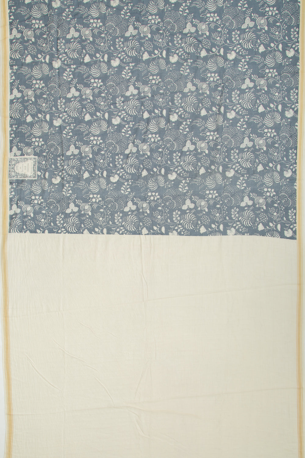 Mul Cotton Floral Printed Grey Saree