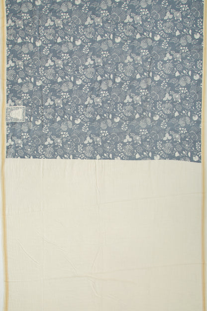 Mul Cotton Floral Printed Grey Saree