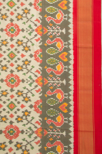Pochampally Silk Ikat Cream Saree