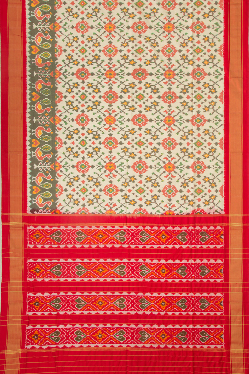 Pochampally Silk Ikat Cream Saree