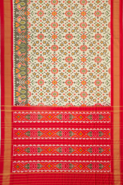 Pochampally Silk Ikat Cream Saree