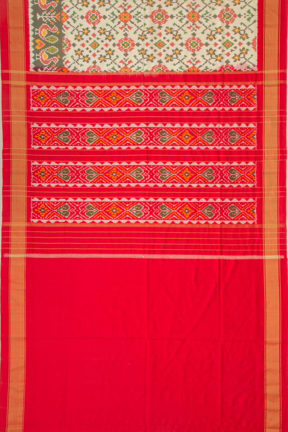 Pochampally Silk Ikat Cream Saree