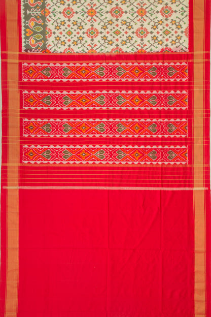 Pochampally Silk Ikat Cream Saree