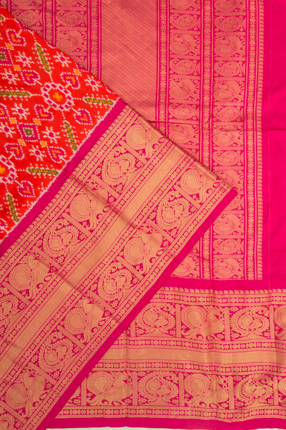 Kanchipuram Silk Ikat Orange Saree