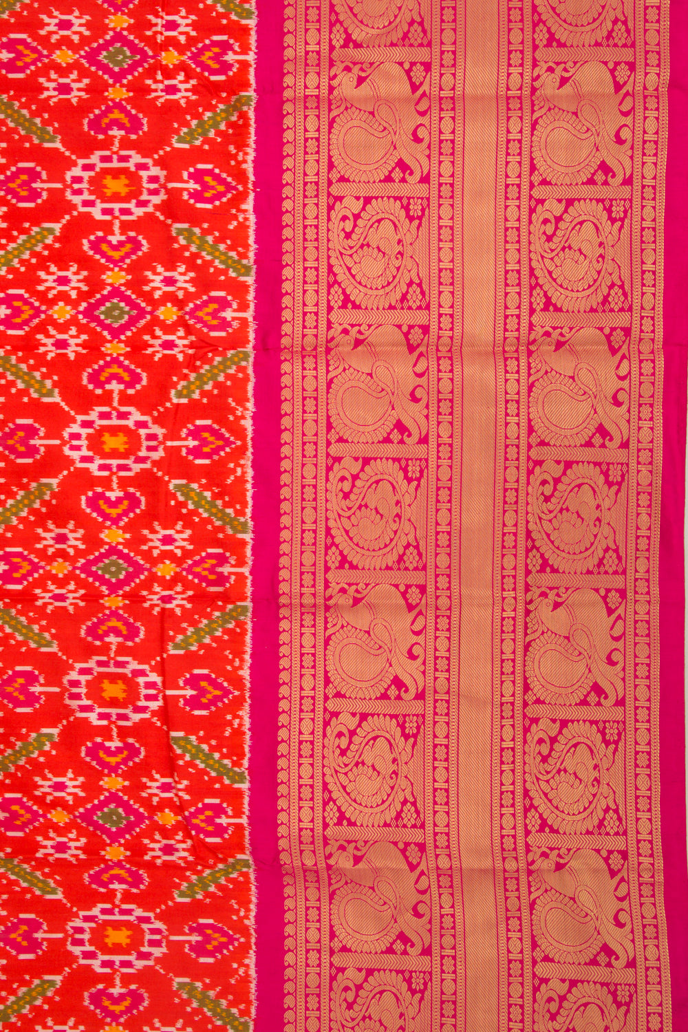 Kanchipuram Silk Ikat Orange Saree