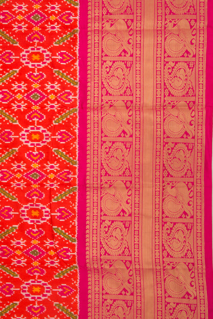 Kanchipuram Silk Ikat Orange Saree