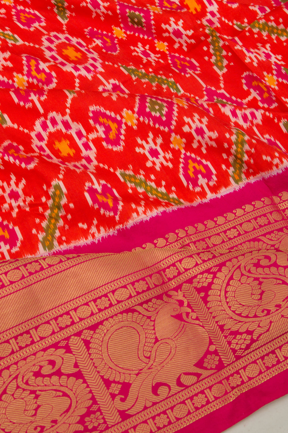 Kanchipuram Silk Ikat Orange Saree