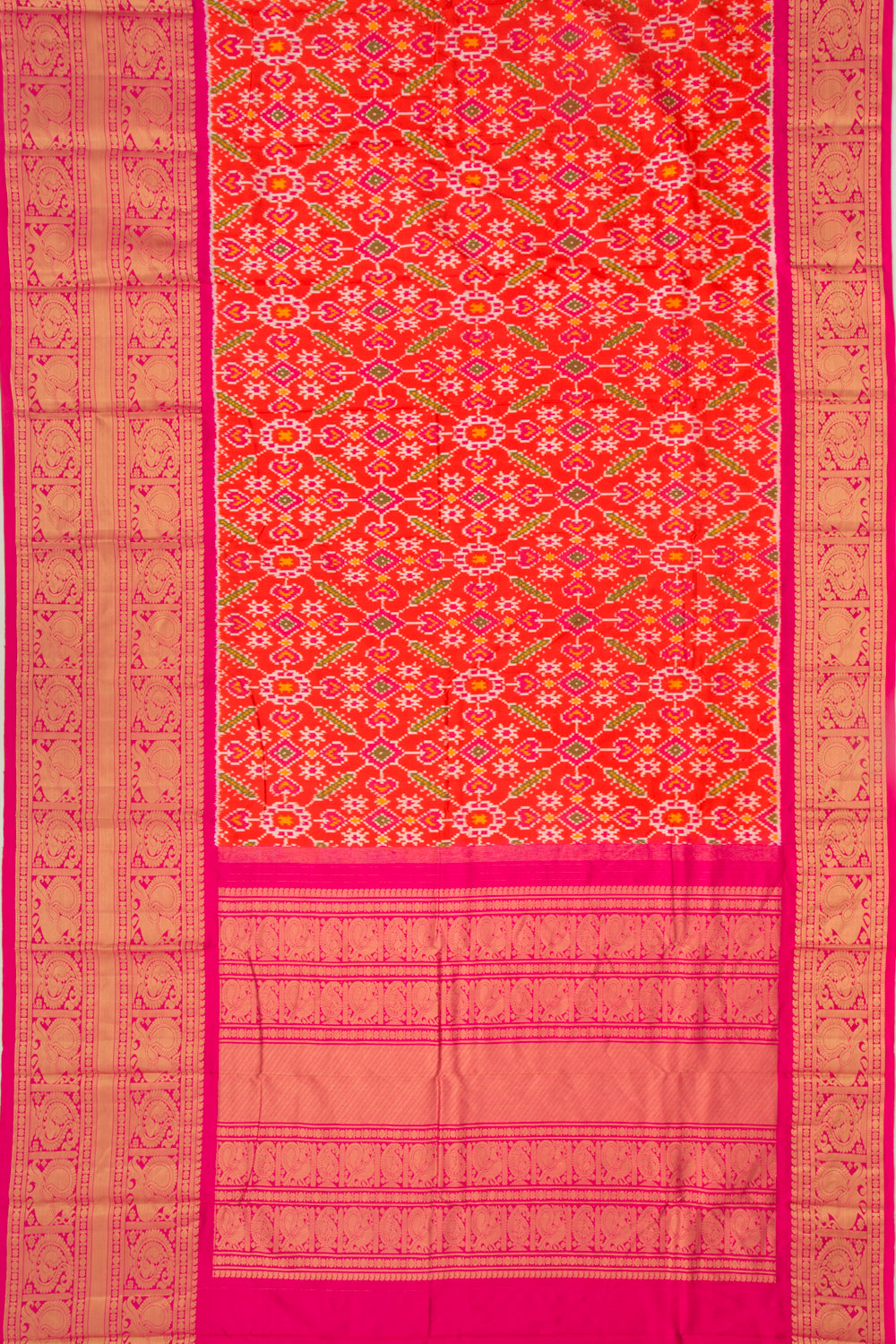Kanchipuram Silk Ikat Orange Saree