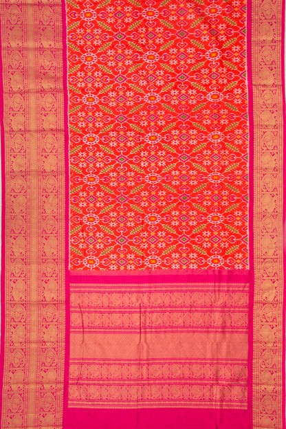 Kanchipuram Silk Ikat Orange Saree