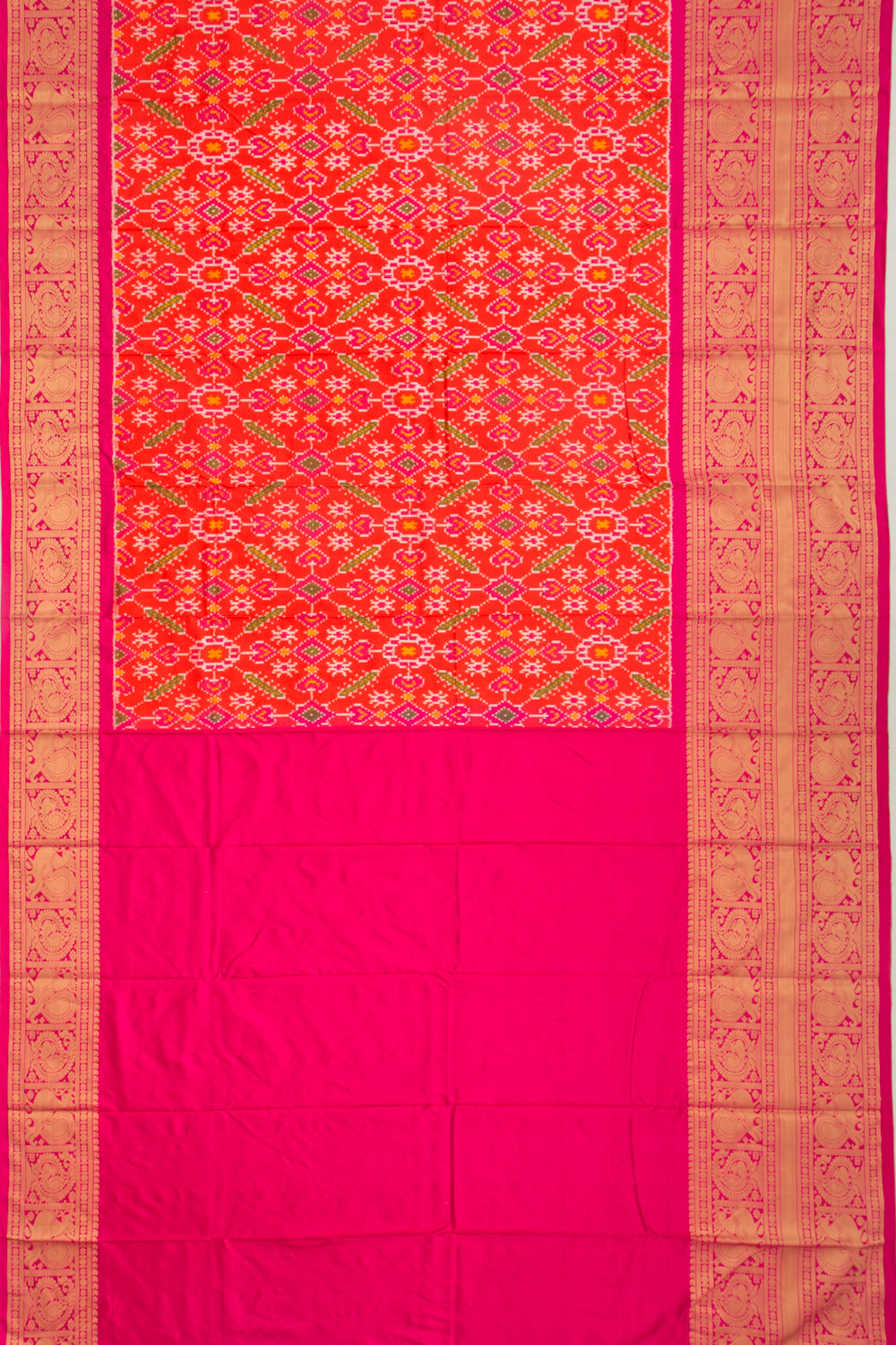 Kanchipuram Silk Ikat Orange Saree