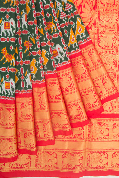 Kanchipuram Silk Ikat Green Saree
