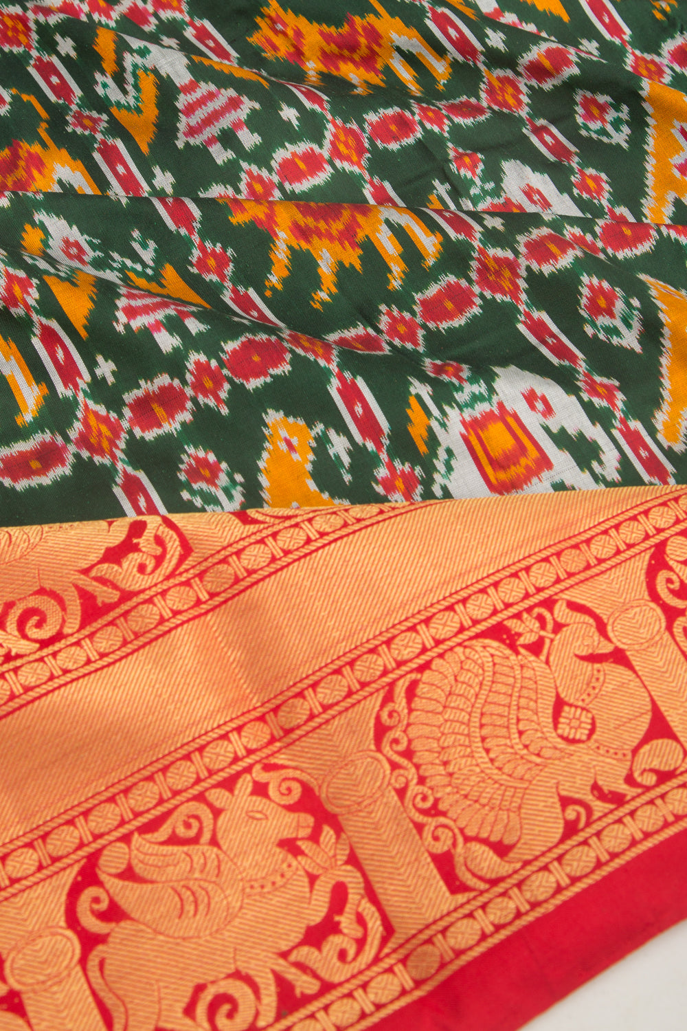 Kanchipuram Silk Ikat Green Saree