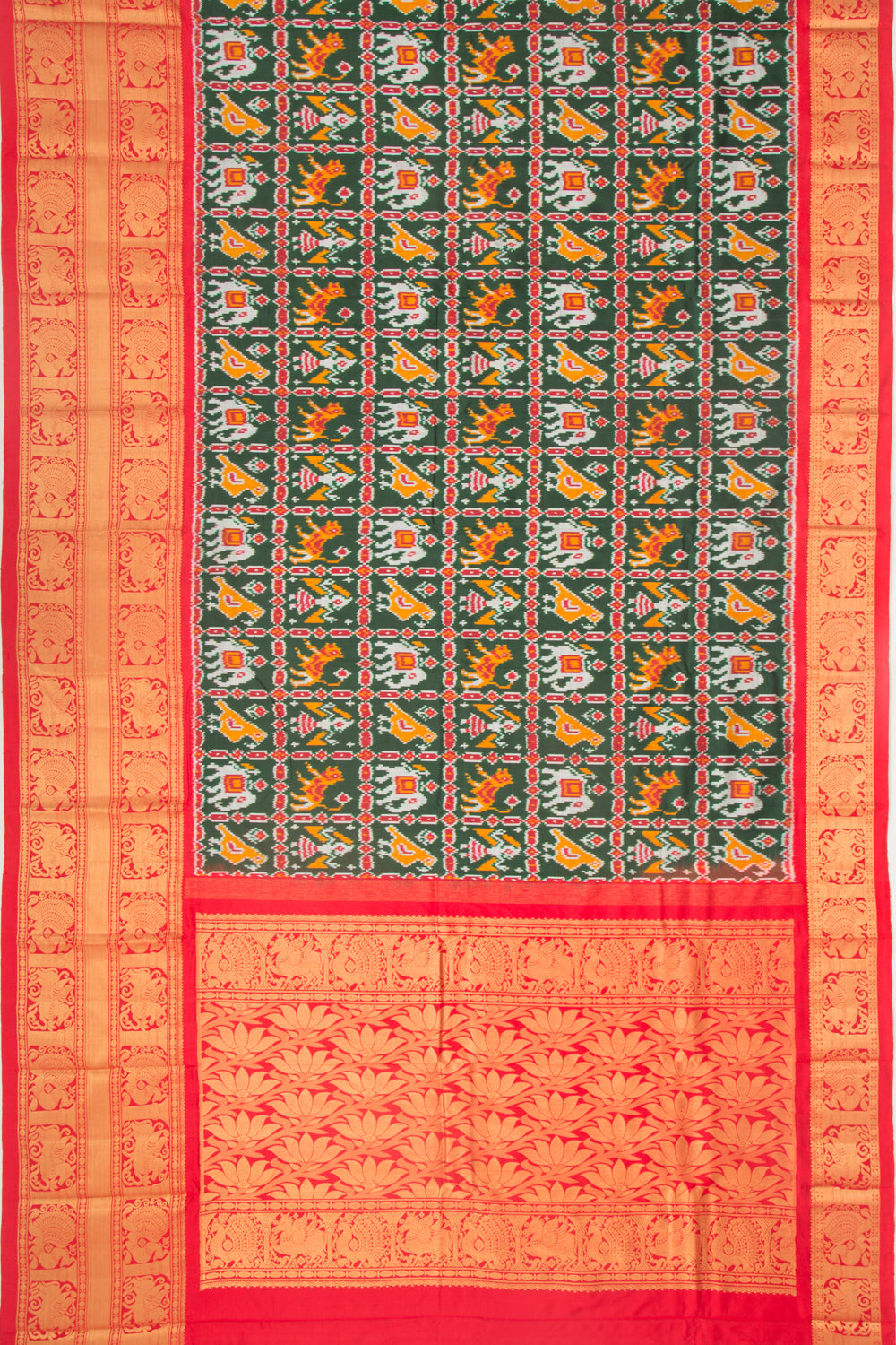Kanchipuram Silk Ikat Green Saree