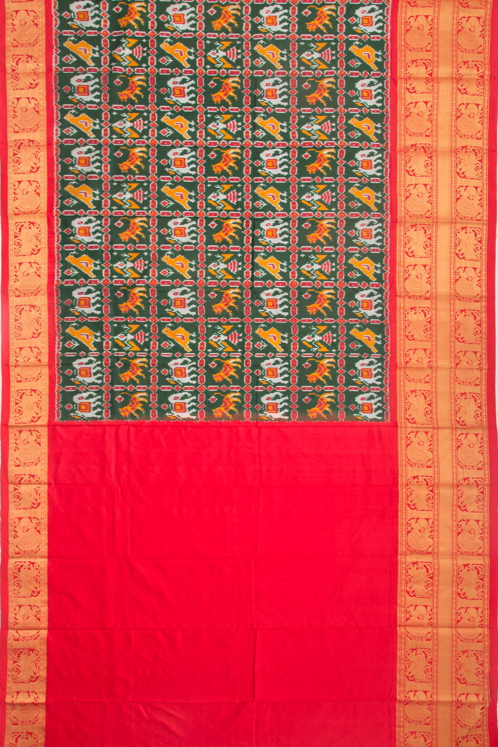 Kanchipuram Silk Ikat Green Saree