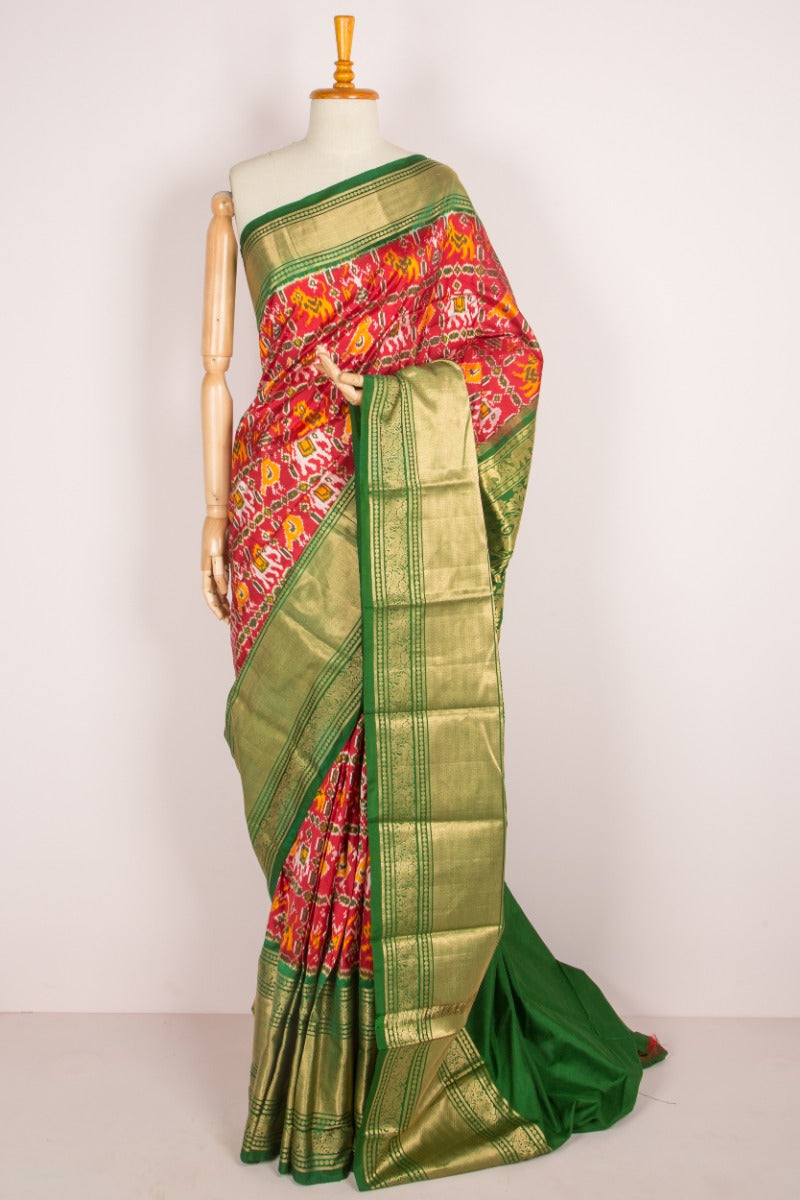 Kanchipuram Silk Ikat Maroon Saree