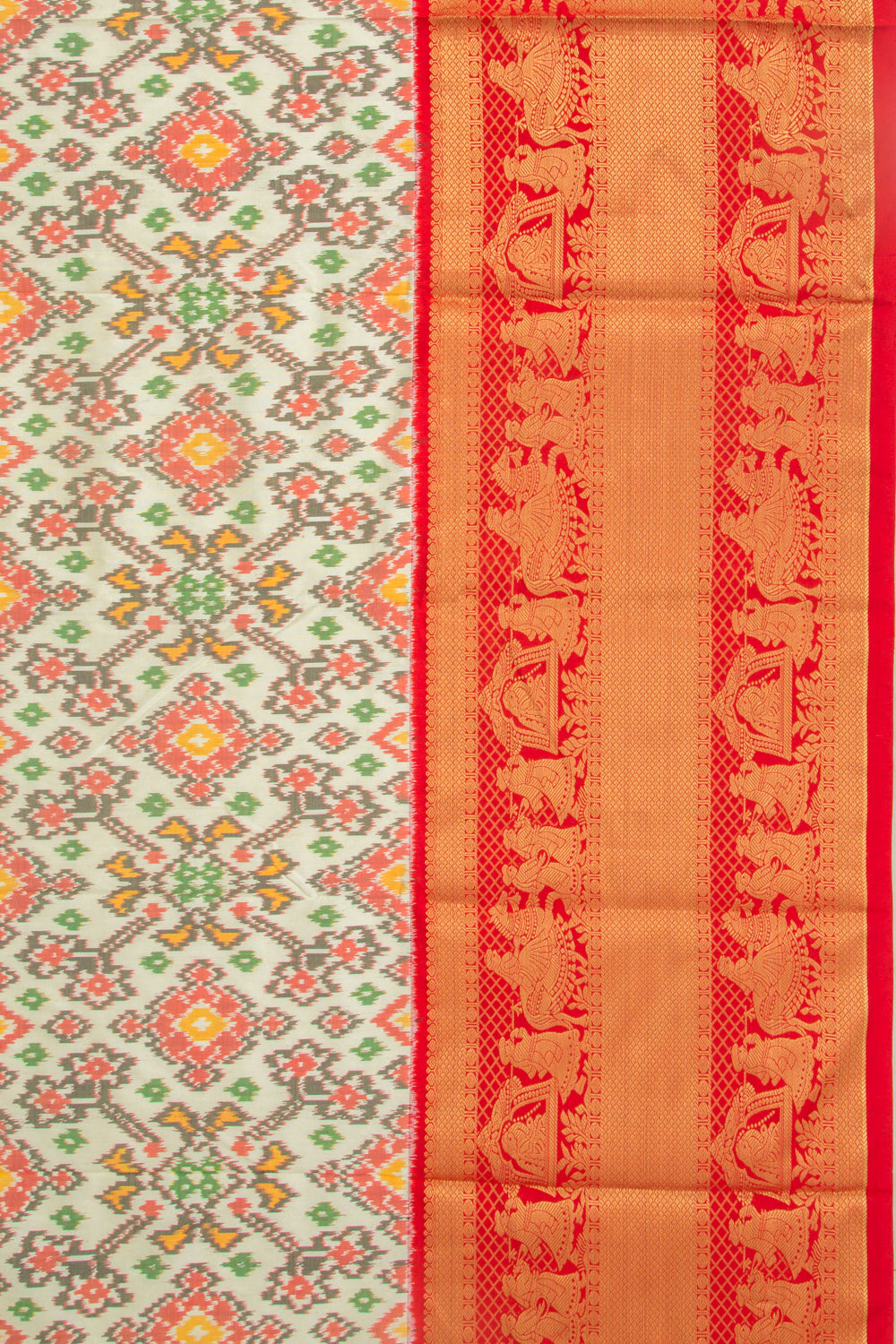 Kanchipuram Silk Ikat Off White Saree