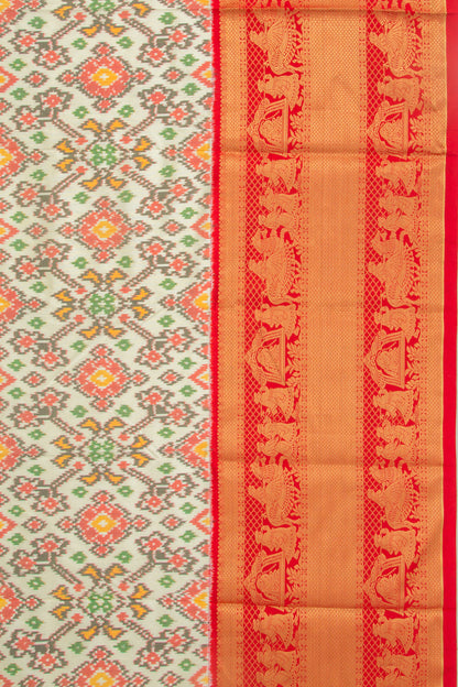 Kanchipuram Silk Ikat Off White Saree