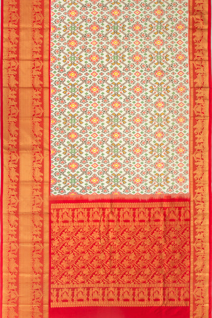 Kanchipuram Silk Ikat Off White Saree