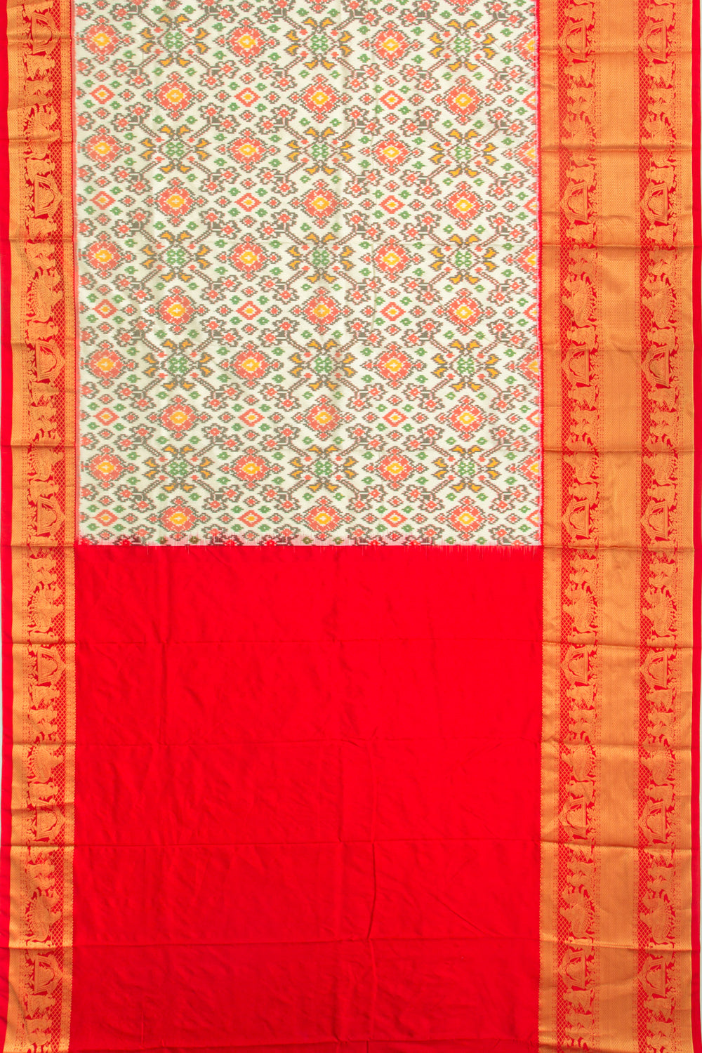Kanchipuram Silk Ikat Off White Saree