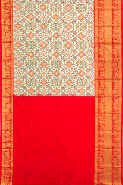 Kanchipuram Silk Ikat Off White Saree