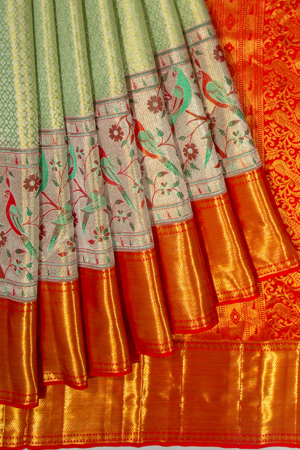 Kanchipuram Silk TIssue Brocade Green Saree
