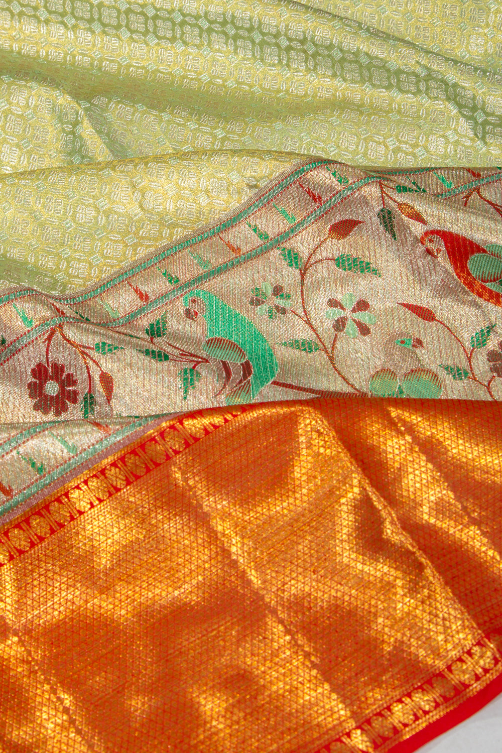 Kanchipuram Silk TIssue Brocade Green Saree