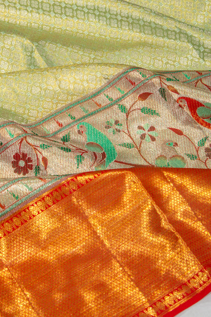 Kanchipuram Silk TIssue Brocade Green Saree