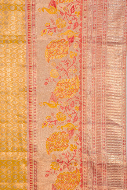 Taranga Kanchi Silk Tissue Brocade Haldi Yellow Saree