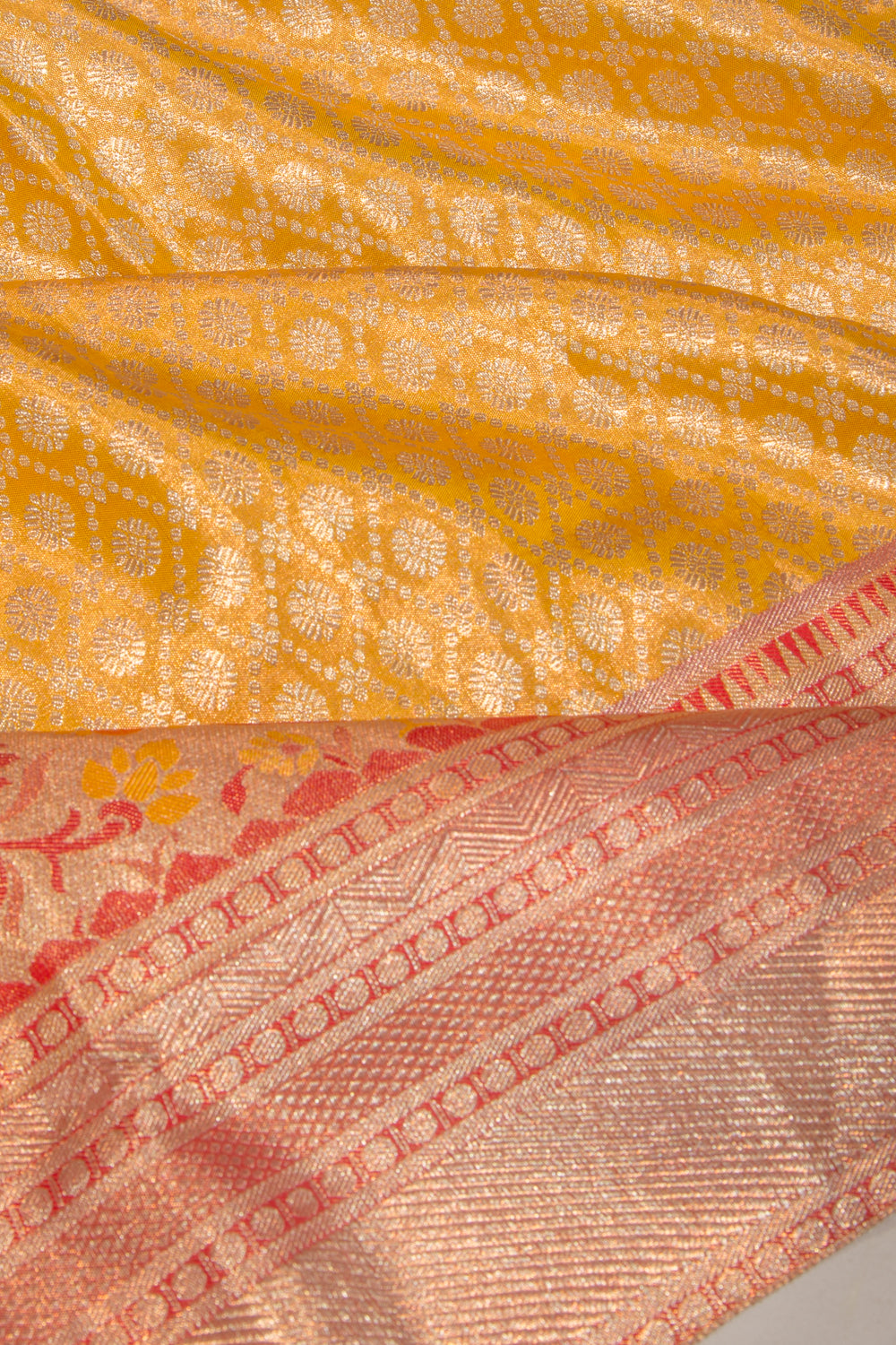 Taranga Kanchi Silk Tissue Brocade Haldi Yellow Saree
