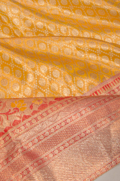 Taranga Kanchi Silk Tissue Brocade Haldi Yellow Saree