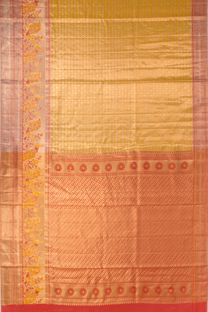 Taranga Kanchi Silk Tissue Brocade Haldi Yellow Saree