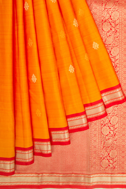 Kanchipuram Silk Butta Mustard Yellow Saree