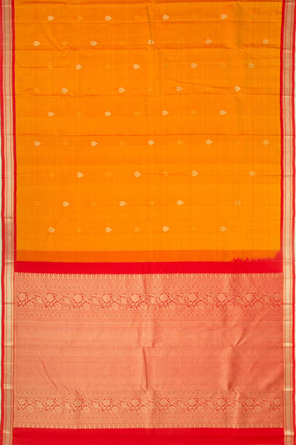 Kanchipuram Silk Butta Mustard Yellow Saree
