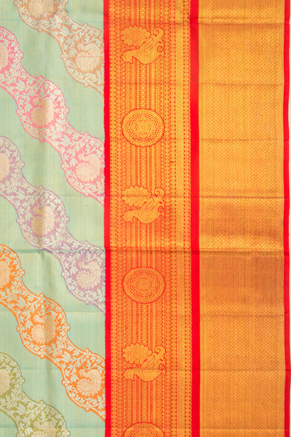 Kanchipuram Silk Tissue Jaal Blue Saree