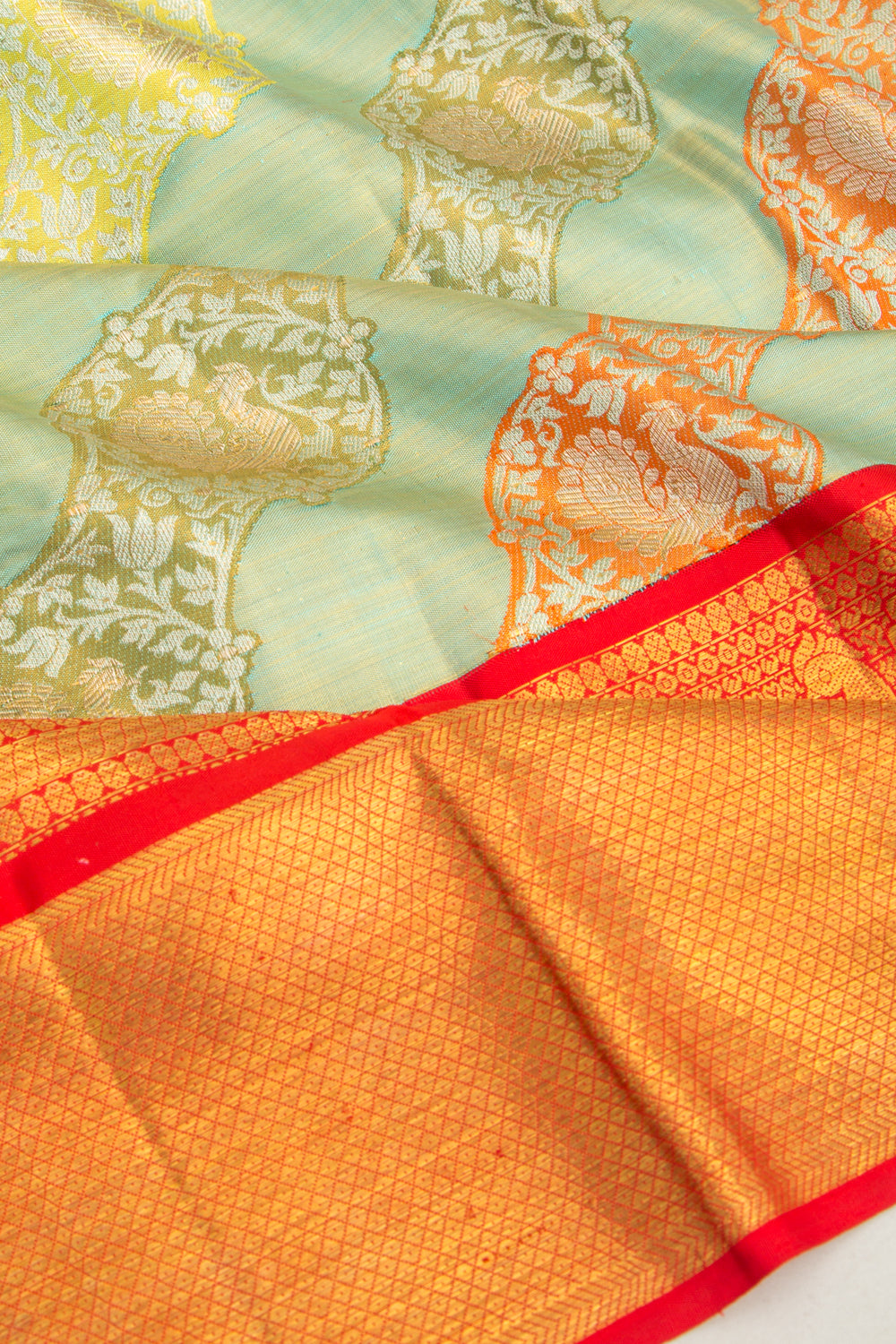 Kanchipuram Silk Tissue Jaal Blue Saree