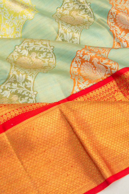Kanchipuram Silk Tissue Jaal Blue Saree