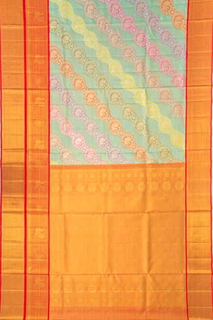 Kanchipuram Silk Tissue Jaal Blue Saree