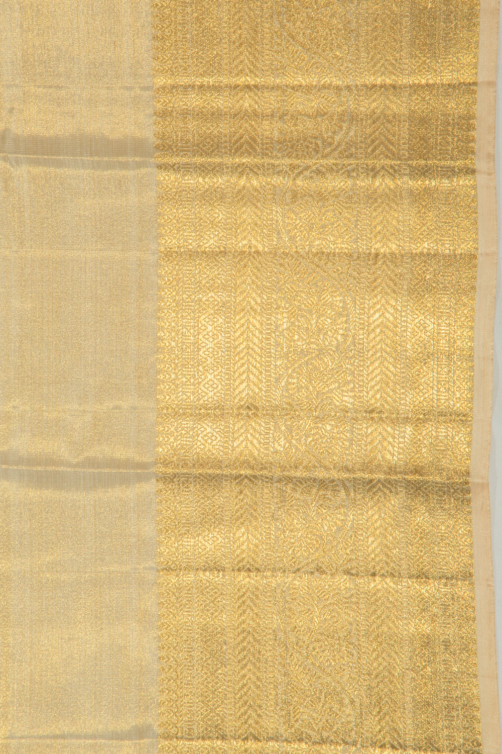 Kanchipuram Silk Tissue Plain Gold Saree
