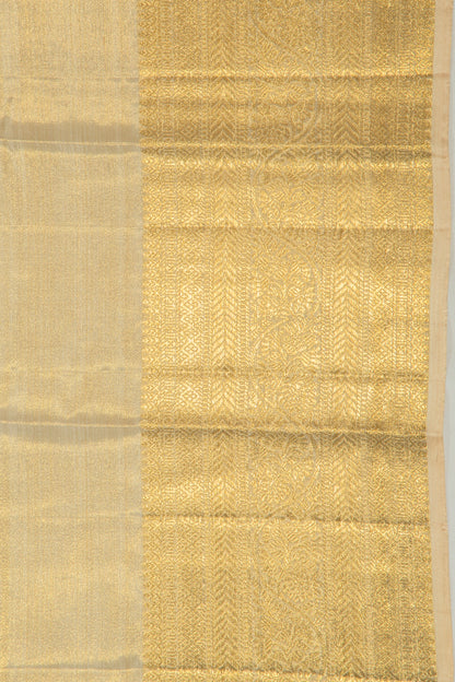Kanchipuram Silk Tissue Plain Gold Saree