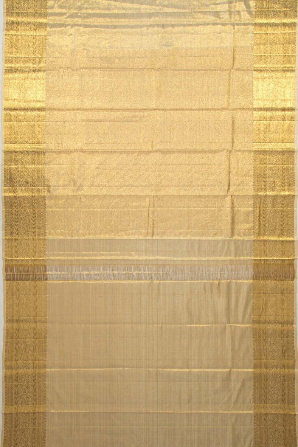 Kanchipuram Silk Tissue Plain Gold Saree