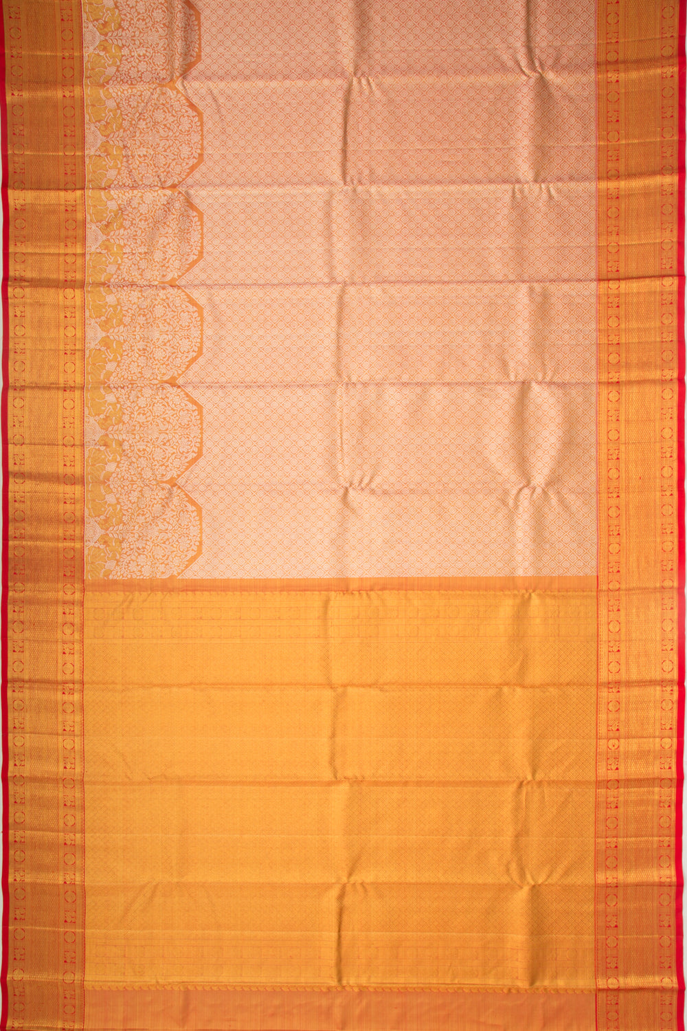 Kanchipuram Silk Tissue Brocade Orange Saree