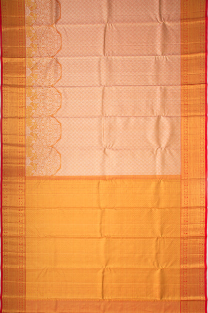 Kanchipuram Silk Tissue Brocade Orange Saree