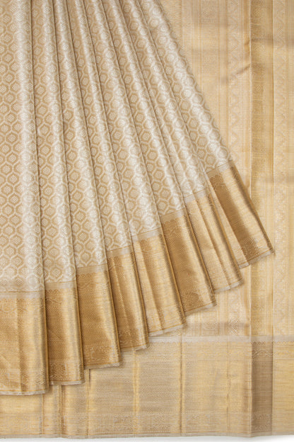 Kanchipuram Silk Tissue Brocade Beige Saree